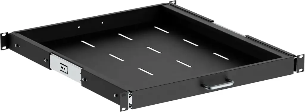 1U Sliding Rack Shelf with Handle for Server Racks - Extendable from 20 to 35 inches - Fits Standard 19 inch x 20 inch 4 Post Rack