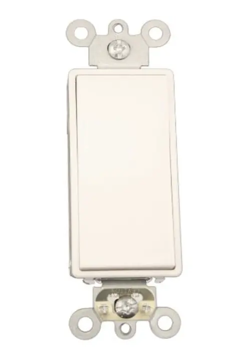 Leviton 15 Amp, 120/277 Volt AC Decora Plus Rocker, Single-Pole, Double Throw, Center OFF, Commercial Grade, Self Grounding, 5657-2W, White